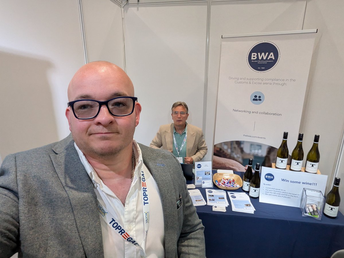 Day 2 at @iwl_expo. Looks like Clive was caught by surprise. 😆

Come and visit Clive Brady  and Graham Sheen on stand D95. 

You could wine some #wine too. 

#excise #customs #warehousing #warehousemanagement #supplychain #expo