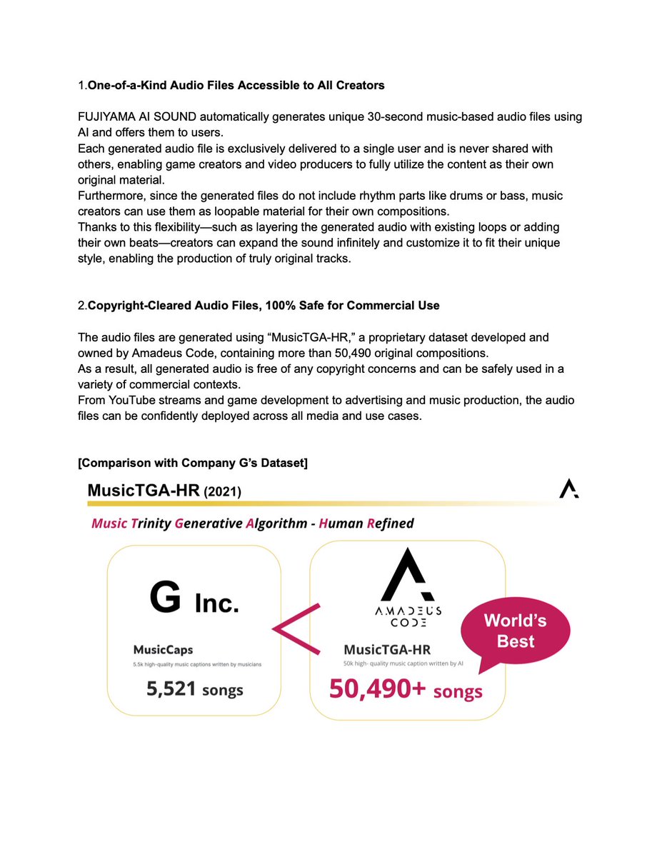 AmadeusCode's tweet image. 🎧 A New Era of Audio Creation Begins—
Fujitsu × Amadeus Code unveil music AI “FUJIYAMA AI SOUND”!
Join us July 1 in Ikebukuro for the launch event.
“AI that resonates with your sensibility” creates unique music.
📎 Details via link in Evoke Music profile

#EvokeMusic #AIMusic