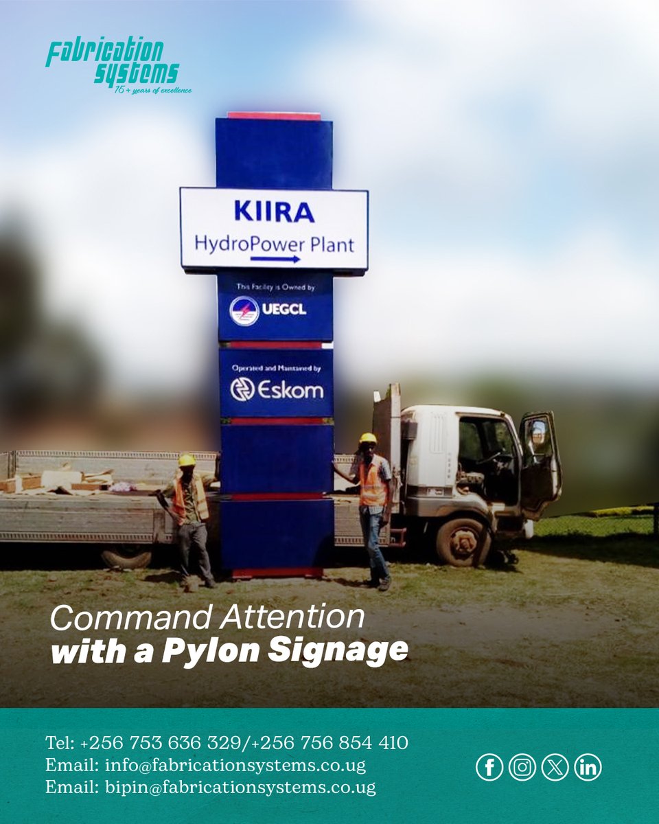 Make a bold first impression with custom pylon signage built to stand tall &amp; stand out. Whether at entrances, highways, or retail centres, our signage structures combine form, visibility, &amp; long-lasting strength.

Call: (+256) 753 636 329/ 756854410
Visit fabricationsystems.co.ug
