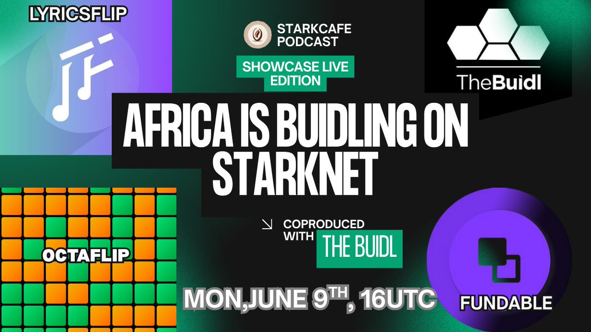 Nurstar.eth β¨ππ¦π (@0xnurstar) on Twitter photo Yo my fam!
πβ¨See you next Monday for a deep dive into the African <a href="/Starknet/">Starknet πΊπ±</a> dApp scene which is blossoming around the <a href="/the_buidl/">TheBuidl</a> educational Dev-Hub π¨πΏβπ«π¨πΏβππ§πΏβπ»
Together with my friend <a href="/Dv_nmd/">D.Nm</a>, we'll be chatting with the founders from <a href="/LyricsFlips/">Lyrics Flip</a>, <a href="/FundableHQ/">Fundable Finance</a> and <a href="/octaflip/">Octaflip World</a>π Yo my fam!
πβ¨See you next Monday for a deep dive into the African <a href="/Starknet/">Starknet πΊπ±</a> dApp scene which is blossoming around the <a href="/the_buidl/">TheBuidl</a> educational Dev-Hub π¨πΏβπ«π¨πΏβππ§πΏβπ»
Together with my friend <a href="/Dv_nmd/">D.Nm</a>, we'll be chatting with the founders from <a href="/LyricsFlips/">Lyrics Flip</a>, <a href="/FundableHQ/">Fundable Finance</a> and <a href="/octaflip/">Octaflip World</a>π