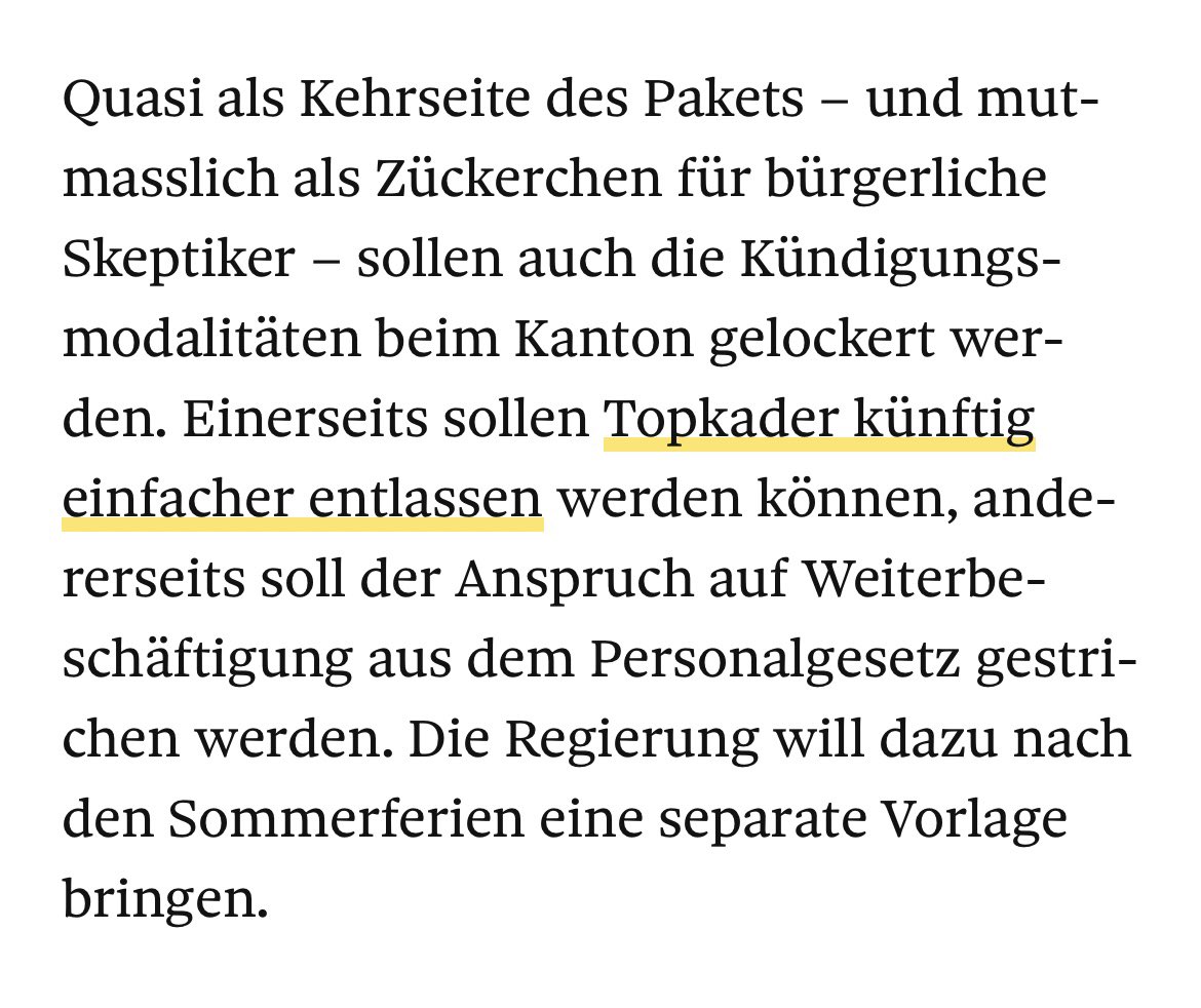 Lohnpaket BS: die Kündigungsbestimmungen müssen in einem, mit dem Paket behandelt werden. Und:das ist kein Zückerchen, das war ein Vorstoss, den ich in der letzten Legislatur eingereicht hatte. Änderungen am Lohngefüge: ja, aber nicht, ohne auch den Rest der Anstellung anzugehen.