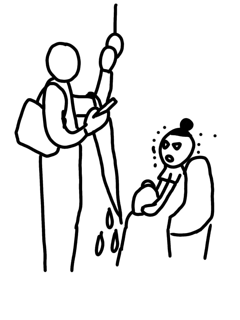 濡れた傘をこーしていつも私の膝に水滴を浴びせてくる人、一生ダニにかまれてほしい 