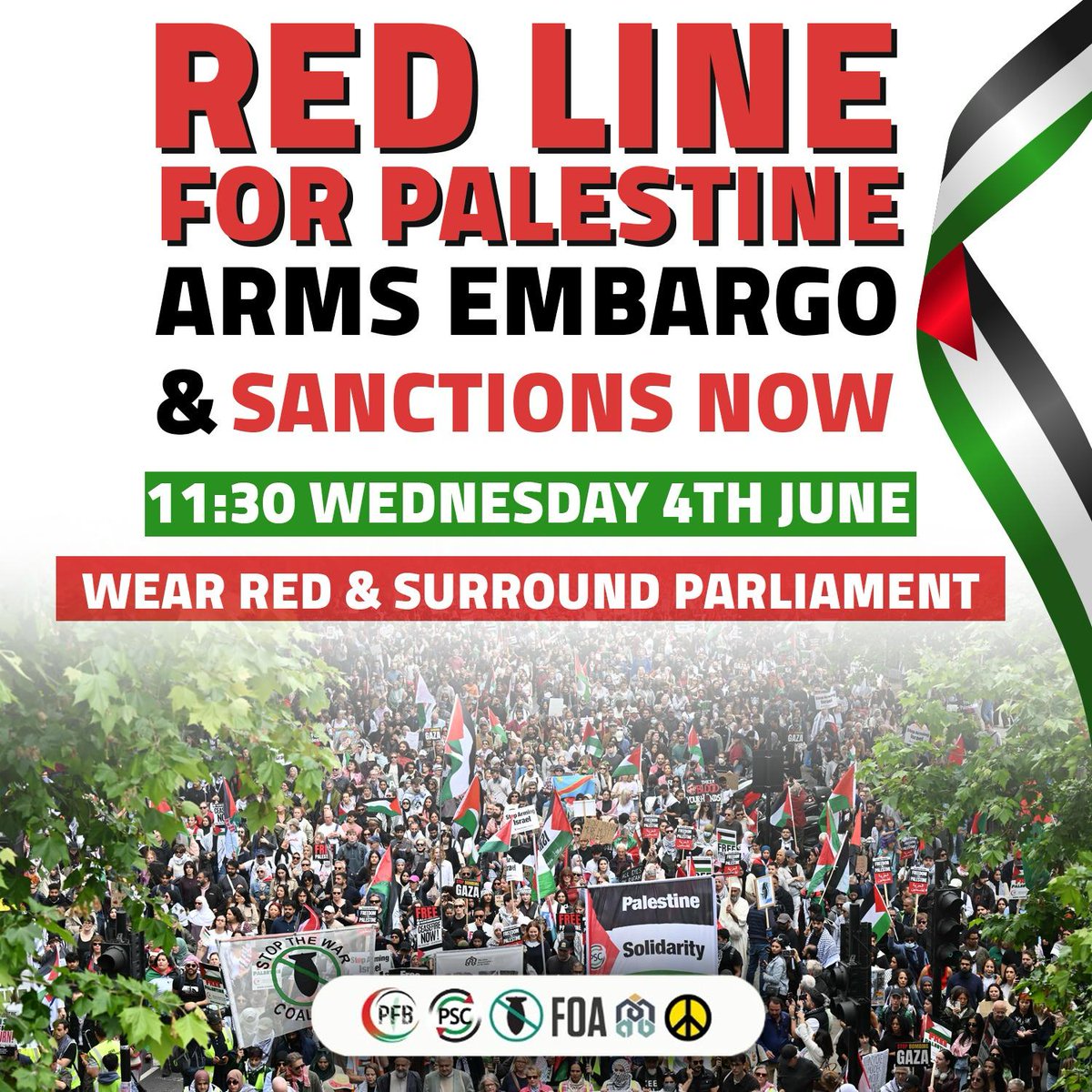 The UK government said Israel’s actions are “morally unjustifiable” – but it's still arming Israel.

The UK must hold Israel to account for crossing red lines. Join the protest: demand an arms embargo now.

📅Today, Weds 4 June
⏰From 11:30am
📍Parliament Square, London SW1P 3JX
