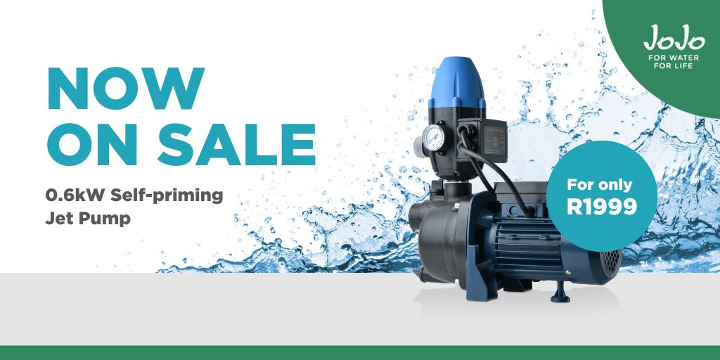 JoJo_tanks's tweet photo. Get the JoJo 0.6kW Self-priming Jet Pump for just R1999 (was R3373)! β
β
Reliable, efficient & perfect for boosting pressure or powering backup systems. Offer valid while stocks lastβ donβt miss out! π Shop now: https://t.co/YTCWvSD7DS
#JoJo #WaterSolutions #ForWaterForLife https://t.co/6UHpgUERmP