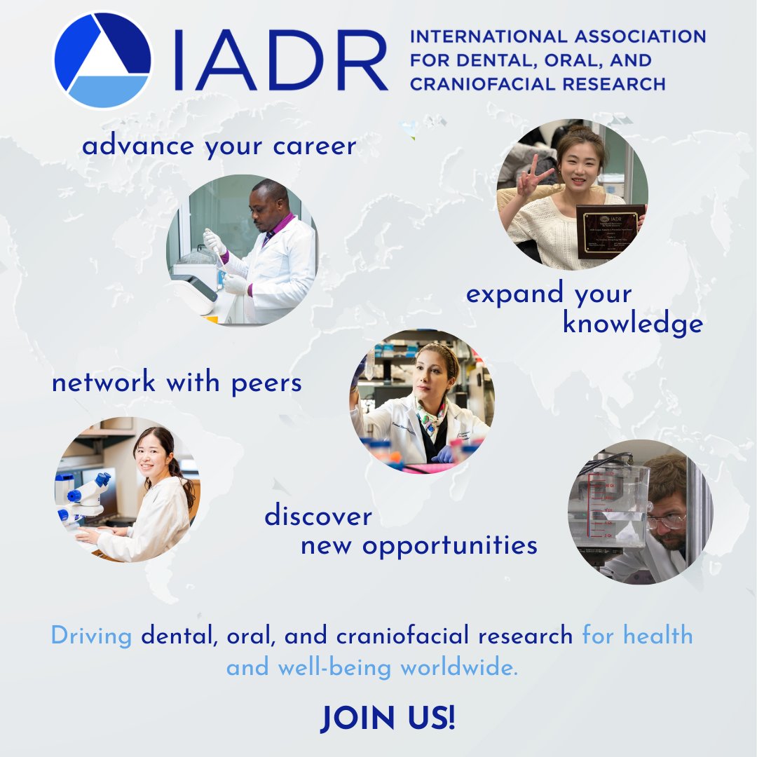 Advance Science. Expand Your Network. Elevate Oral Health.

Become a member today!

🔗iadr.org/membership

#OralHealth #GlobalScience #dentalresearch