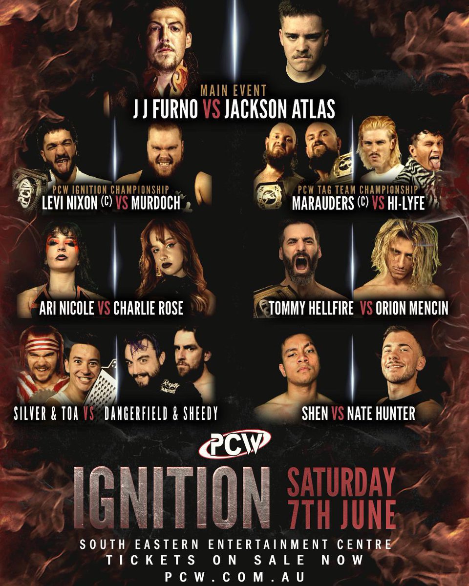The full card for this weeks Ignition has been announced, and it is absolutely STACKED 🔥

With seven blockbuster matches, this is set to be one of the BIGGEST Ignitions of the year!

Tickets available at PCW.com.au