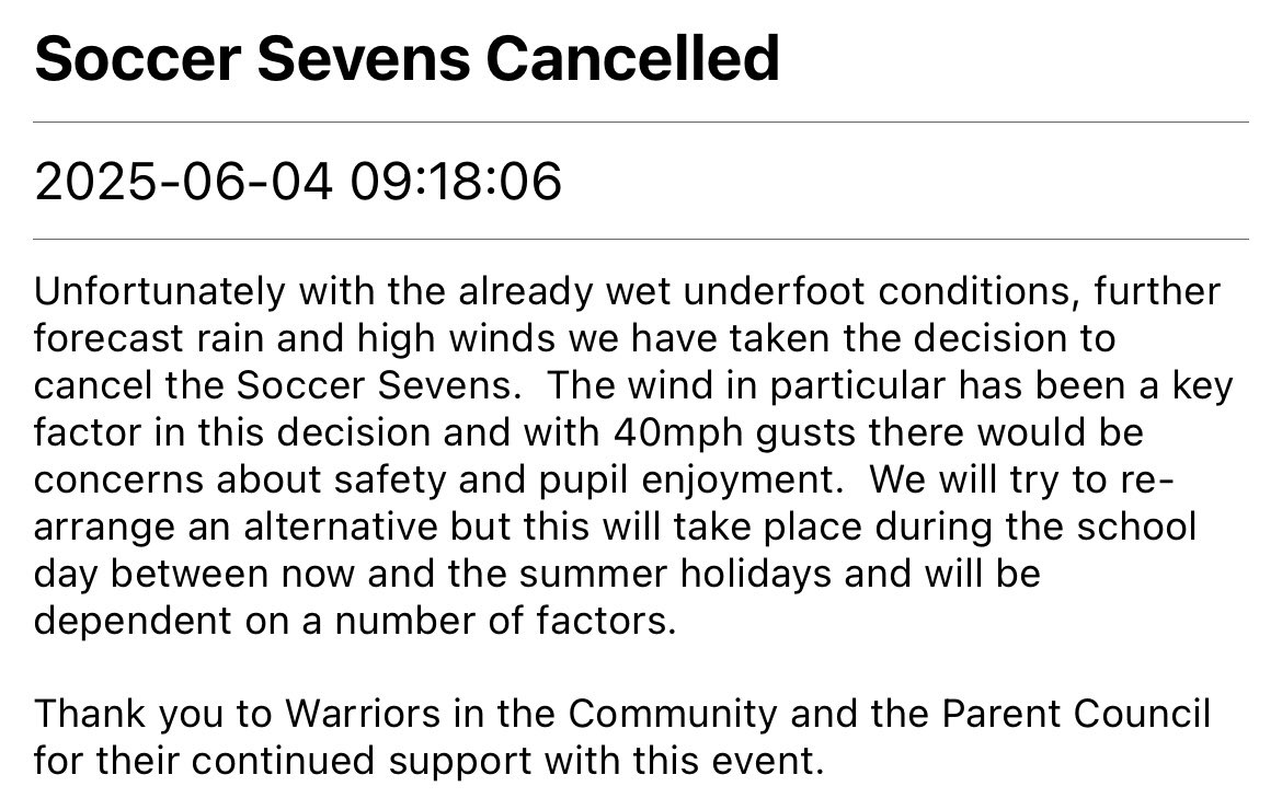 @AirthPC (@airthpc) on Twitter photo Due to the unfortunate cancellation of Soccer Seven our Rainbow Raffle will now been drawn at 2:45 on Wednesday 11th June.
Tickets are £1 each and are still available to by online between now and then. Please email us at airthparentcouncil@yahoo.com. Due to the unfortunate cancellation of Soccer Seven our Rainbow Raffle will now been drawn at 2:45 on Wednesday 11th June.
Tickets are £1 each and are still available to by online between now and then. Please email us at airthparentcouncil@yahoo.com.