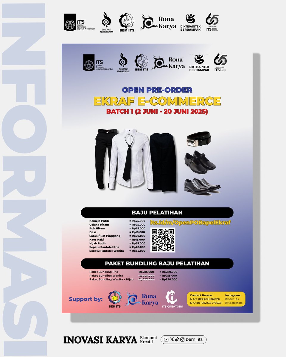 BEM_ITS's tweet photo. Baju Pelatihan! 👕✨

https://t.co/b18tgZ0m7t
https://t.co/b18tgZ0m7t
https://t.co/b18tgZ0m7t

🔴 Batch 1:
📅 2 Juni - 20 Juni 2025
🕒 23:59 WIB
Jangan sampai kelewatan yaa!

💰 Pembayaran dapat melalui QRIS

#BajuPelatihan
#EkrafRONAKARYA
#RonaKarya
#BEMITS
#ITSSURABAYA https://t.co/jWBbLtlWW1