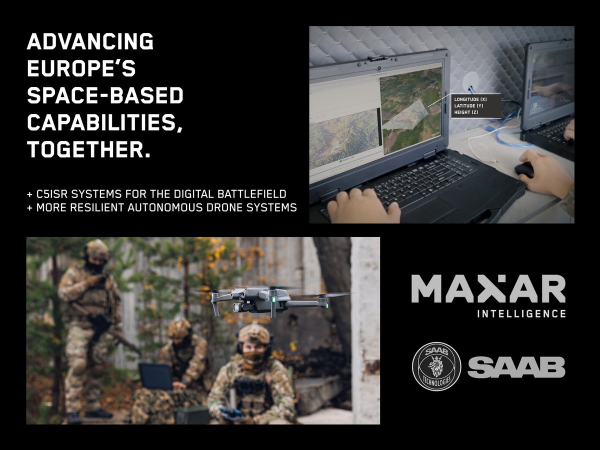 Maxar and Saab have announced a strategic partnership to accelerate Europe’s space-based defense capabilities. By integrating Maxar’s satellite imagery and global 3D terrain with Saab’s advanced systems, the two will deliver next-gen C5ISR and resilient, GPS-free drone