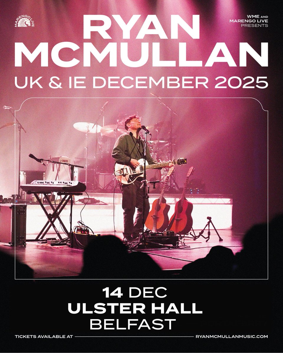 Ticketmaster Ireland (@ticketmasterire) on Twitter photo 🎙️Following the release of latest EP 'In This Room', acclaimed singer-songwriter <a href="/ryanmcmusic/">Ryan McMullan</a> has announced a headline show at <a href="/UlsterHall/">Ulster Hall | Live Entertainment Belfast</a>, Belfast on 14 December 2025.
🎟️Tickets on sale Friday at 10am bit.ly/4dKVGiN 🎙️Following the release of latest EP 'In This Room', acclaimed singer-songwriter <a href="/ryanmcmusic/">Ryan McMullan</a> has announced a headline show at <a href="/UlsterHall/">Ulster Hall | Live Entertainment Belfast</a>, Belfast on 14 December 2025.
🎟️Tickets on sale Friday at 10am bit.ly/4dKVGiN