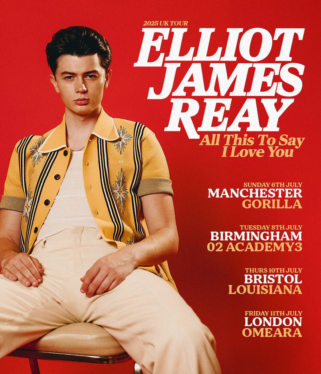 O2 Academy Birmingham (@o2academybham) on Twitter photo English singer and songwriter <a href="/elliotjamesreay/">Elliot James Reay</a> is heading out on Tour with a stop in Brum - Catch him on Tue 08 Jul.
Grab your early access 🎟️ at #O2Priority 👉 amg-venues.com/9eOZ50W3TsJ English singer and songwriter <a href="/elliotjamesreay/">Elliot James Reay</a> is heading out on Tour with a stop in Brum - Catch him on Tue 08 Jul.
Grab your early access 🎟️ at #O2Priority 👉 amg-venues.com/9eOZ50W3TsJ