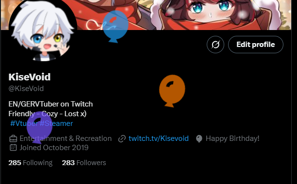 KiseVoid's tweet photo. Huch, was ist denn das da? Luftballons überfallen mich :o

Und damit euch allen einen schönen Mittwoch :3

(Heute abend gibts kleines Streamchen)

#Vtuber #GERVtuber #Streamer #Twitch #Birthday https://t.co/Ji0XlrsmWe