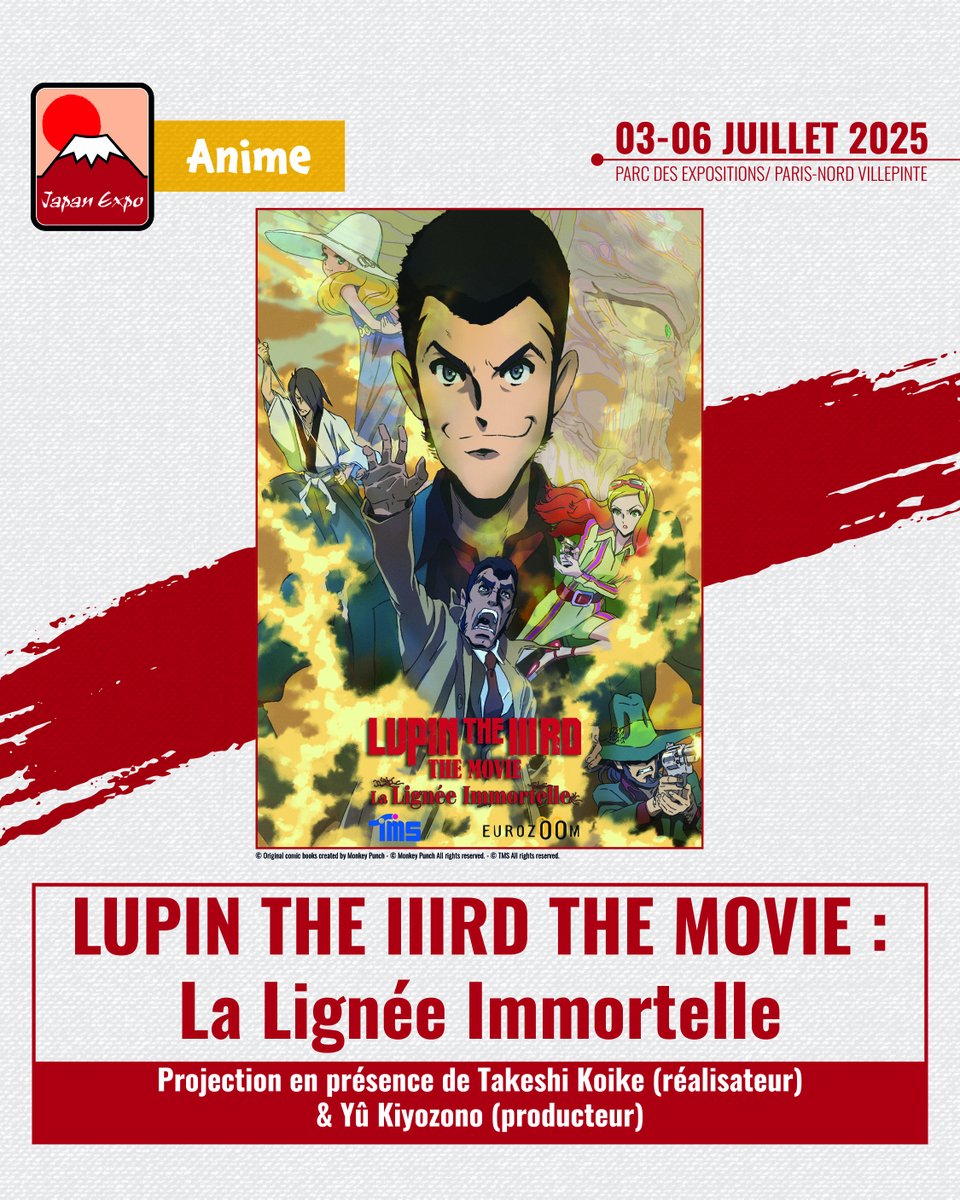 Passez un moment avec le gentleman cambrioleur et venez découvrir Lupin the IIIrd The Movie à Japan Expo avec le réalisateur Takeshi Koike et Yû Kiyozono (producteur) 💎

Avec <a href="/infosEurozoom/">Eurozoom</a> &amp; <a href="/TMSent_fr/">TMS Entertainment France</a>