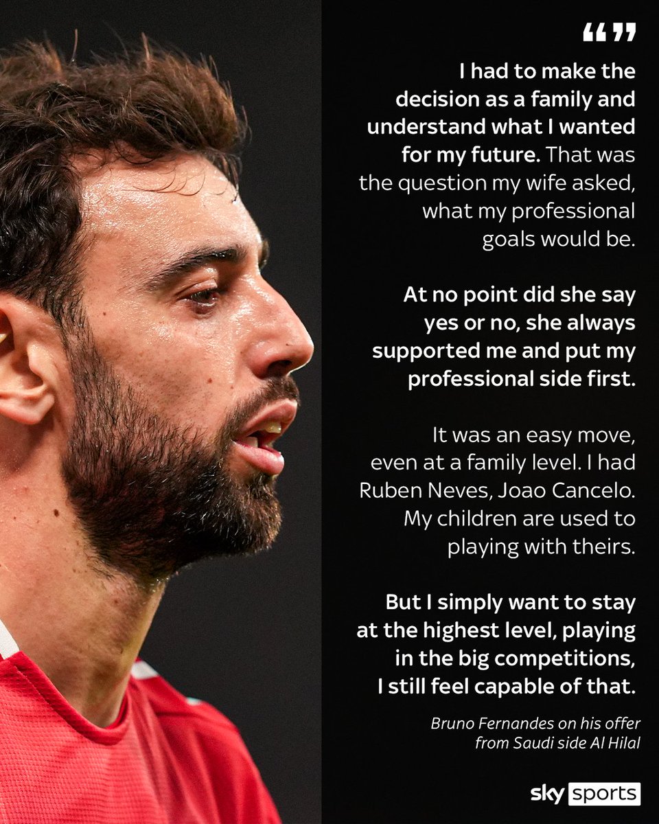 Bruno Fernandes has revealed how talks with his wife and Manchester United boss Ruben Amorim were key in his decision to reject a move to Saudi Arabia ❌🇸🇦