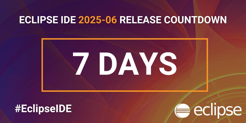 🌒 Eclipse Java IDE (@eclipsejavaide) on Twitter photo 📢 Just one week to go! The next #EclipseIDE release drops on 11 June—mark your calendars!
#opensource #developertools <a href="/EclipseJavaIDE/">🌒 Eclipse Java IDE</a> 📢 Just one week to go! The next #EclipseIDE release drops on 11 June—mark your calendars!
#opensource #developertools <a href="/EclipseJavaIDE/">🌒 Eclipse Java IDE</a>