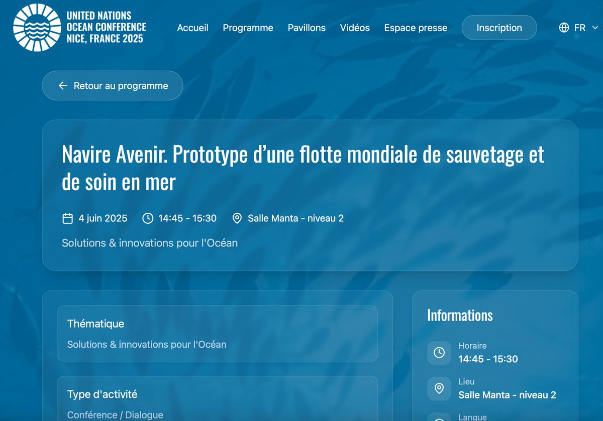 Aujourd'hui à la Conférence des Nations Unies sur l'Océan à Nice. 
#noussommeslerivage
#navireavenir