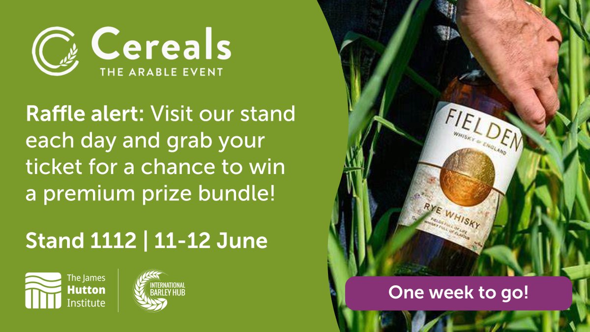 James Hutton Institute (@jameshuttoninst) on Twitter photo 🎟️ Raffle alert – 1 week to go!
Join us at <a href="/CerealsEvent/">Cereals Event</a> (11–12 June) at Stand 1112.
Grab a ticket by 3pm daily for a shot at winning:
🥃Fielden Whisky
🍺<a href="/IntBarleyHub/">International Barley Hub</a> Gold Standard beer
🧢 A Fielden cap
#Cereals2025 | <a href="/JamesHuttonLtd/">The James Hutton Institute Scientific Services</a>
More: ow.ly/XtqQ50W3U3H 🎟️ Raffle alert – 1 week to go!
Join us at <a href="/CerealsEvent/">Cereals Event</a> (11–12 June) at Stand 1112.
Grab a ticket by 3pm daily for a shot at winning:
🥃Fielden Whisky
🍺<a href="/IntBarleyHub/">International Barley Hub</a> Gold Standard beer
🧢 A Fielden cap
#Cereals2025 | <a href="/JamesHuttonLtd/">The James Hutton Institute Scientific Services</a>
More: ow.ly/XtqQ50W3U3H