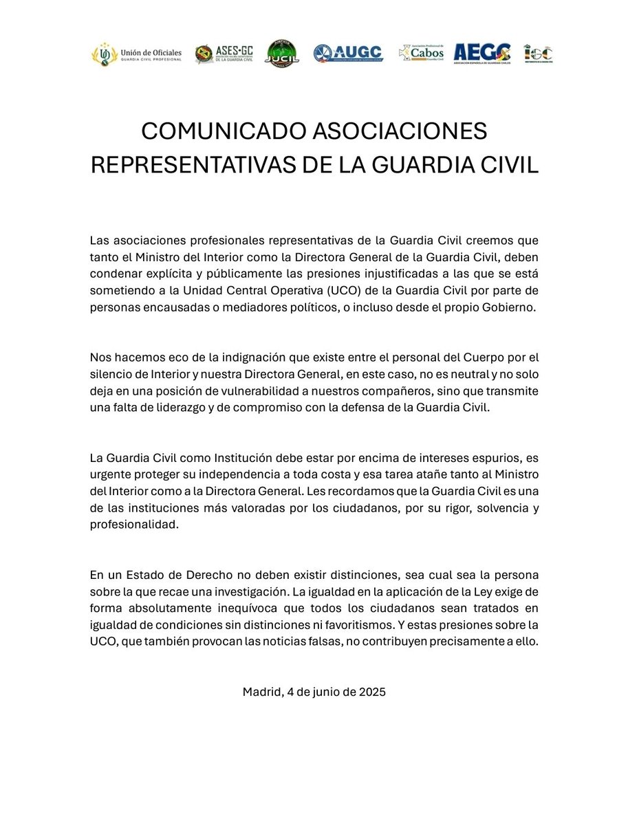 COMUNICADO CONJUNTO EN DEFENSA DE LA UCO

#YoconlaUCO 
⚔️🇦 🇪 🇬 🇨 🇪🇸