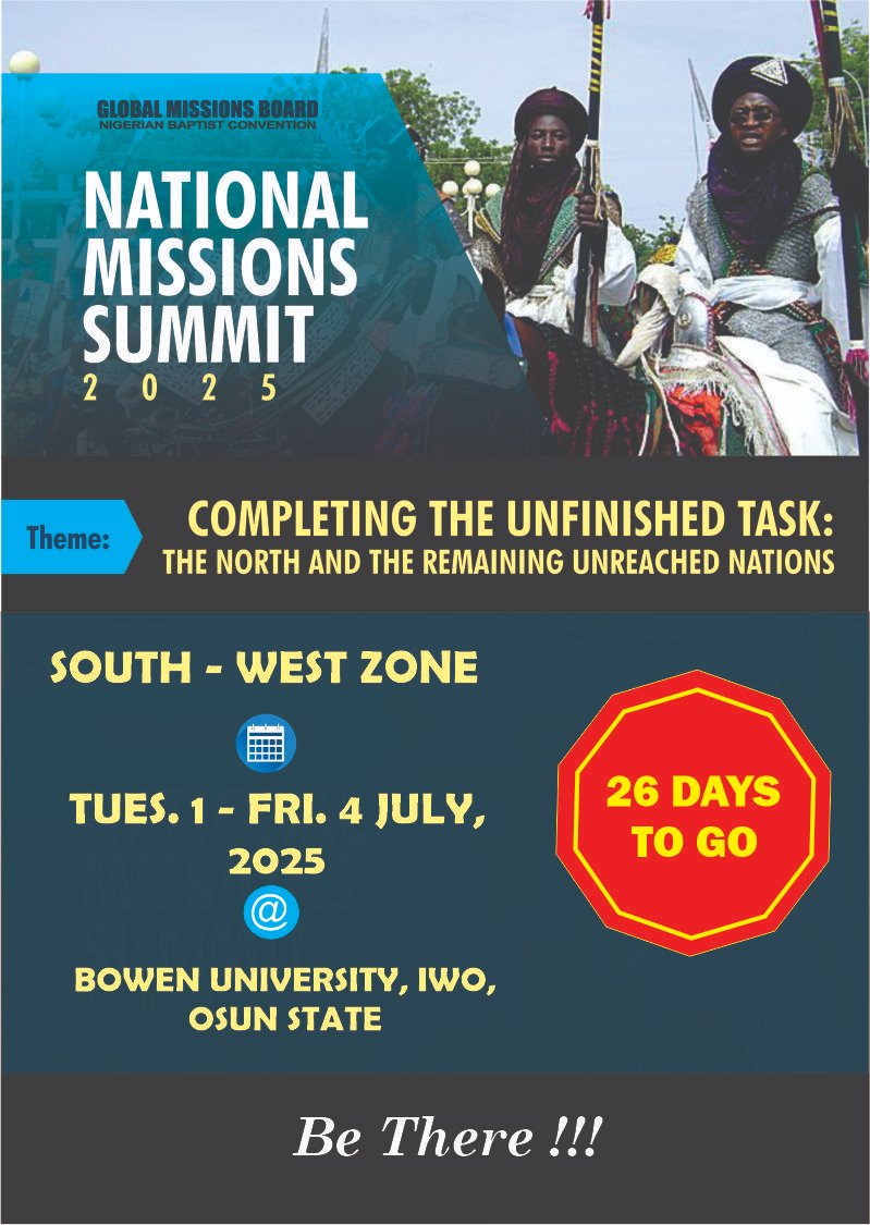 FOR REGISTRATION, YOU CAN MAKE PAYMENTS TO:
0033975797. Access Bank .
1100106918. Bowen Microfinance Bank
NAME: Global Missions Board.
SEND EVIDENCE TO 07069699146, 07015930606