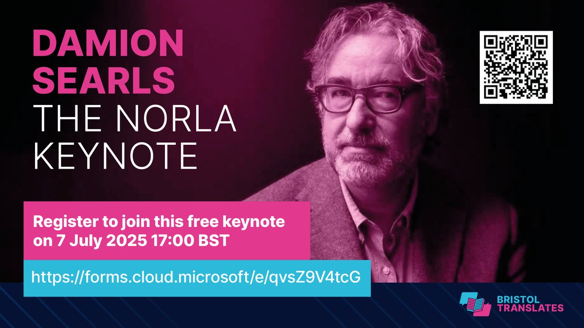 Registration for the Bristol Translates 2025 NORLA keynote speech by Damion Searls is now open: go to the link below to register by email. 

When? 7th July 17:00 BST 
Where? Join online from wherever you are in the world!