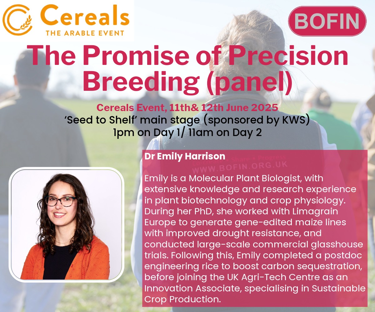 Welcoming Dr Emily Harrison, Innovation Associate at UK Agri-Tech Centre—expert in plant biotechnology and sustainable crop production, with hands-on experience in gene-edited crops 🌿🔎 #AgriTech #PanelSpeaker