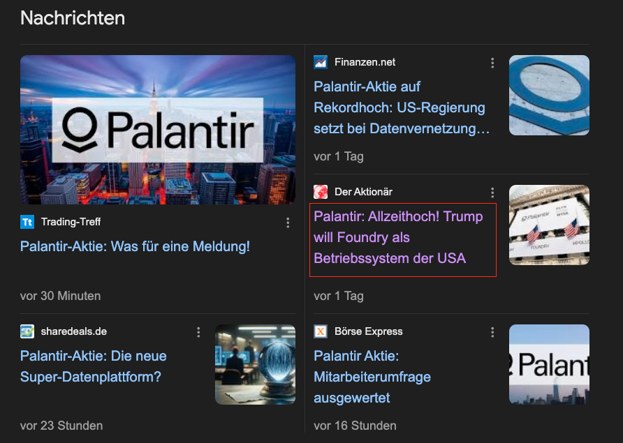 aktien_max's tweet photo. Also wenn ich mir den News-Flow zu $PLTR ansehe, habe ich den Eindruck, dass bald alles in den USA über Palantir laufen wird - als Aktionär freut mich das 👍 https://t.co/yGH0Zl1ML7