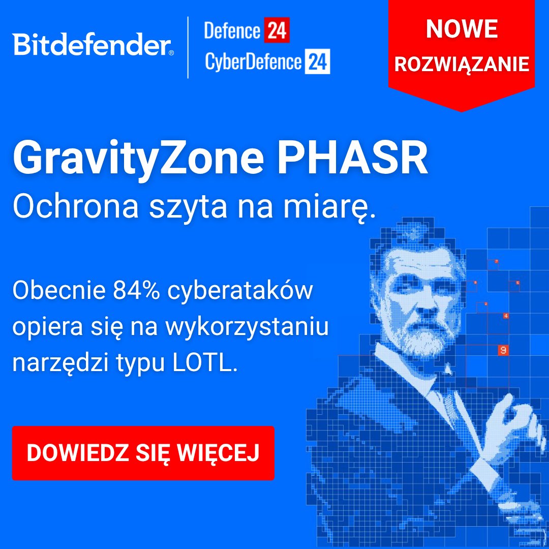 CyberDefence24's tweet photo. Bezpieczna praca bez stresu i zakłóceń – z Bitdefender to możliwe❗️ 🚀

🛡️ Poznaj GravityZone PHASR – najnowsze rozwiązanie od Bitdefender, które rewolucjonizuje podejście do cyberbezpieczeństwa❗️

PHASR dynamicznie dostosowuje poziom ochrony do indywidualnych potrzeb każdego użytkownika, identyfikując i ograniczając dostęp do nieużywanych aplikacji oraz ryzykownych działań 🎯

Jakie są korzyści dla pracowników❓🤔

✅ Bez zakłóceń w codziennej pracy – PHASR działa w tle, nie obciążając użytkownika ani działu IT.
✅ Spersonalizowana ochrona – system uczy się zachowań użytkownika, dostosowując zabezpieczenia do jego rzeczywistych potrzeb.
✅ Zwiększone bezpieczeństwo – ograniczenie dostępu do nieużywanych narzędzi minimalizuje ryzyko ataków typu Living off the Land (LOTL).

ℹ️ Dowiedz się, jak możesz wyprzedzić zagrożenia i chronić firmowe urządzenia: https://t.co/eQc4pYZq3K

#współpraca @Bitdefender @Bitdefender_PL😎