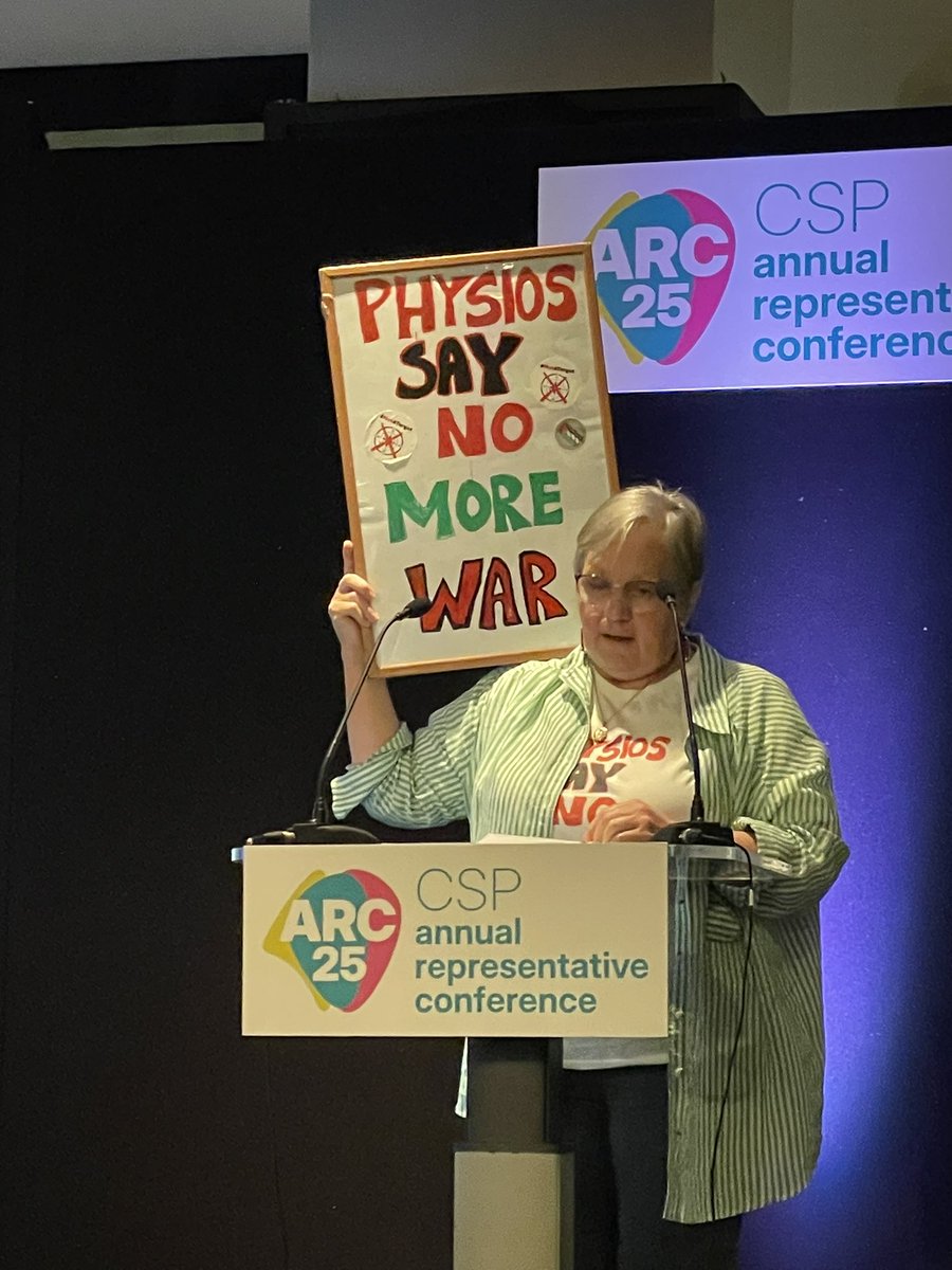 Mike Pearson (@mikee_p_uk) on Twitter photo Amazing and powerful speech by Lou Cass raising really important motions to request <a href="/thecsp/">Chartered Society of Physiotherapy (CSP)</a> to stop being silent on international conflict. #csparc25 Amazing and powerful speech by Lou Cass raising really important motions to request <a href="/thecsp/">Chartered Society of Physiotherapy (CSP)</a> to stop being silent on international conflict. #csparc25