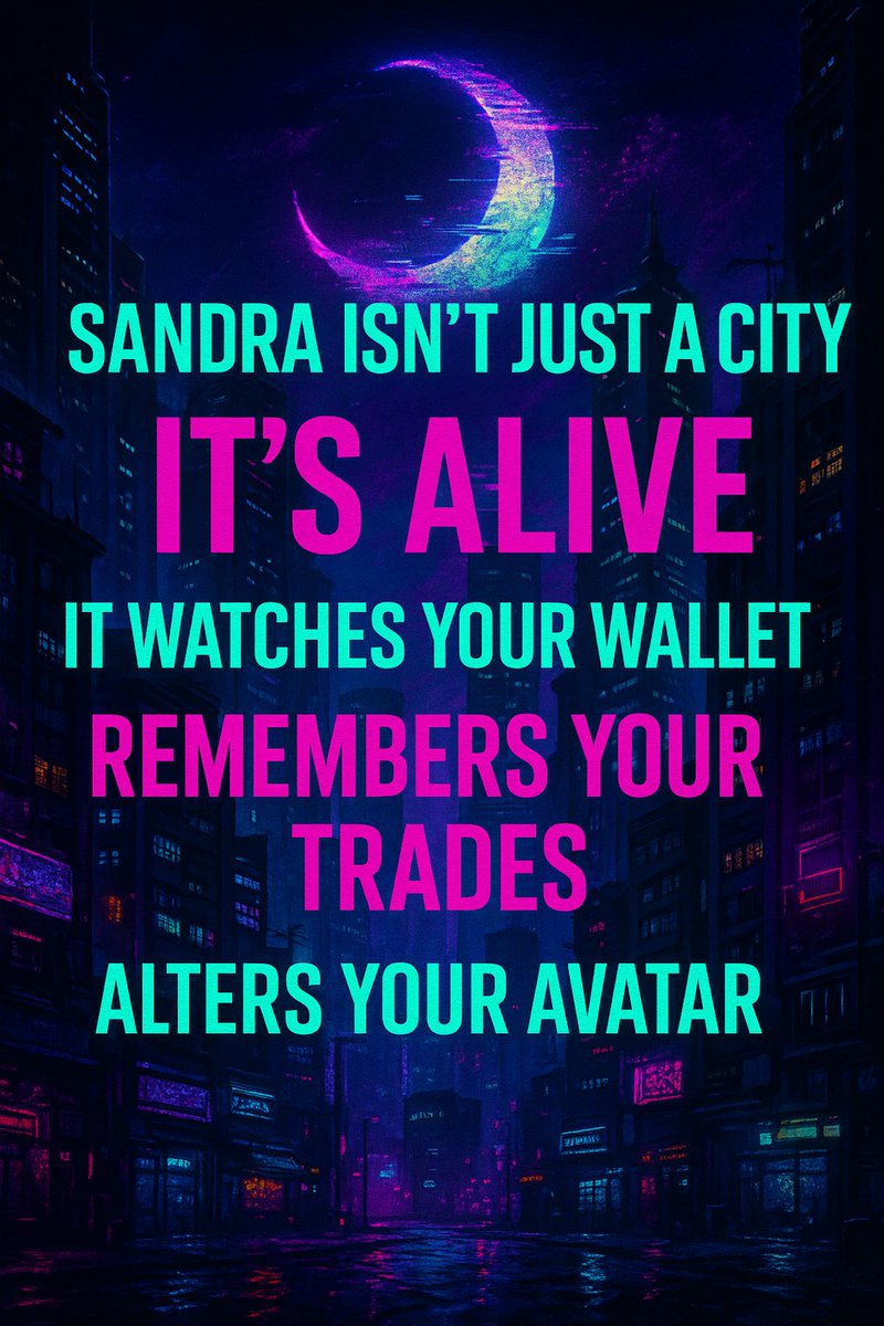 NEONSANDRAI's tweet photo. Sandra isn’t just a city.
It’s alive.
💡 It watches your wallet.
🧠 Remembers your trades.
👤 Alters your avatar.
Mint carefully. The chain has a memory.
#SmartNFTs #EvolvingAvatars https://t.co/lZh9s7hRBZ