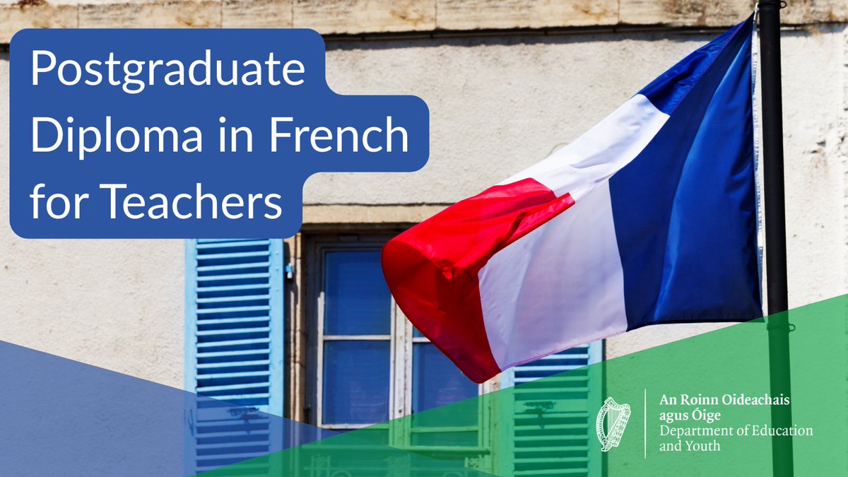 Department of Education (@education_ire) on Twitter photo This Postgraduate Diploma in French for Teachers is run by <a href="/tcddublin/">Trinity College Dublin</a> on behalf of the Department of Education and Youth. Details of the course and how to apply are in the link.
tcd.ie/French/courses… This Postgraduate Diploma in French for Teachers is run by <a href="/tcddublin/">Trinity College Dublin</a> on behalf of the Department of Education and Youth. Details of the course and how to apply are in the link.
tcd.ie/French/courses…