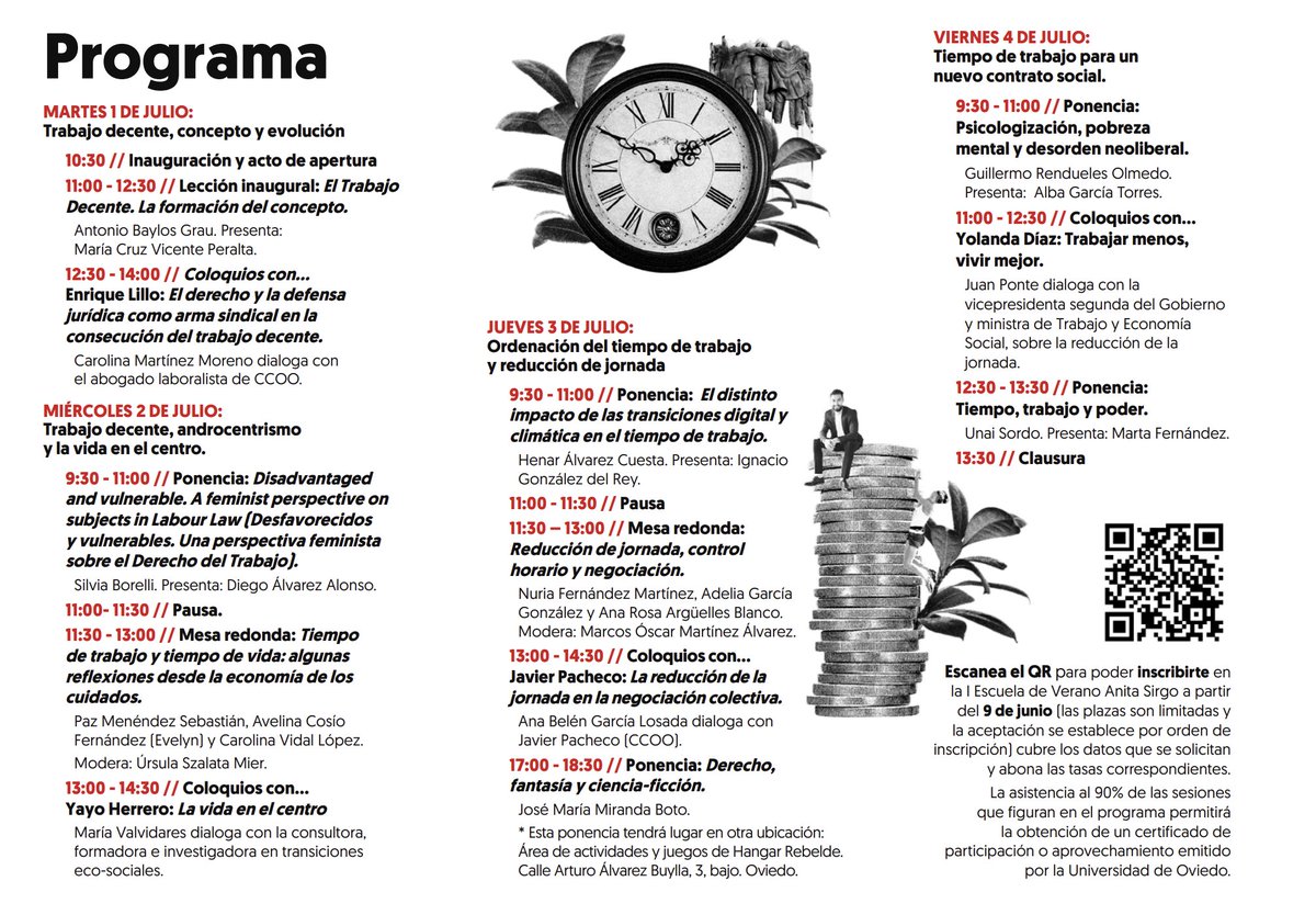 AEDTSS (@aedtss) on Twitter photo 📢☀️I Escuela de Verano laboralista Anita Sirgo de CCOO-Asturias, en colaboración con <a href="/uniovi_info/">Universidad Oviedo</a>: "Trabajo decente y ordenación del tiempo de trabajo"
📅Del 1 al 4 de julio
📌Edificio Histórico de la Universidad de Oviedo
👇Programa e información: 📢☀️I Escuela de Verano laboralista Anita Sirgo de CCOO-Asturias, en colaboración con <a href="/uniovi_info/">Universidad Oviedo</a>: "Trabajo decente y ordenación del tiempo de trabajo"
📅Del 1 al 4 de julio
📌Edificio Histórico de la Universidad de Oviedo
👇Programa e información: