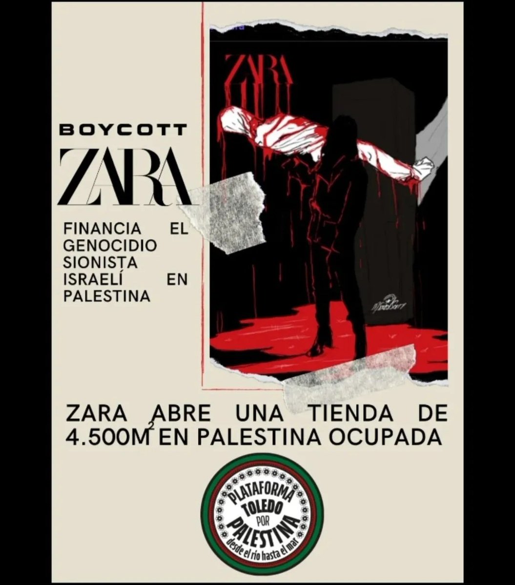Amancio Ortega de Inditex ha abierto una tienda de Zara en el mayor centro comercial en tierras ocupadas por Israel. Han organizado un llamamiento al boicot contra sus empresas para solidarizarse con el pueblo de Palestina.