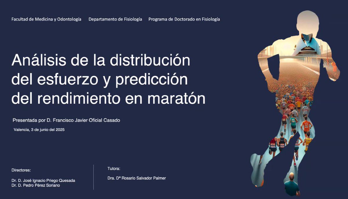 GIBD_UV (@gibd_uv) on Twitter photo 🎓 Ayer nuestro compañero Fran Oficial defendió su tesis doctoral “Análisis de la distribución del esfuerzo y predicción del rendimiento en maratón” 🏃🏻🏃🏻♀️, codirigida por <a href="/pedroperezso/">Pedro Perez-Soriano</a> y <a href="/Jose_I_Priego/">Jose Ignacio Priego-Quesada</a>
Tribunal <a href="/AlbertoBiomec/">Alberto Encarnación Martínez</a>, Marina Gil, <a href="/javivirbienolay/">Javier Olaya-Cuartero, PhD</a> 👌🏻
ENHORANUENA FRAN‼️👏🏻 🎓 Ayer nuestro compañero Fran Oficial defendió su tesis doctoral “Análisis de la distribución del esfuerzo y predicción del rendimiento en maratón” 🏃🏻🏃🏻♀️, codirigida por <a href="/pedroperezso/">Pedro Perez-Soriano</a> y <a href="/Jose_I_Priego/">Jose Ignacio Priego-Quesada</a>
Tribunal <a href="/AlbertoBiomec/">Alberto Encarnación Martínez</a>, Marina Gil, <a href="/javivirbienolay/">Javier Olaya-Cuartero, PhD</a> 👌🏻
ENHORANUENA FRAN‼️👏🏻