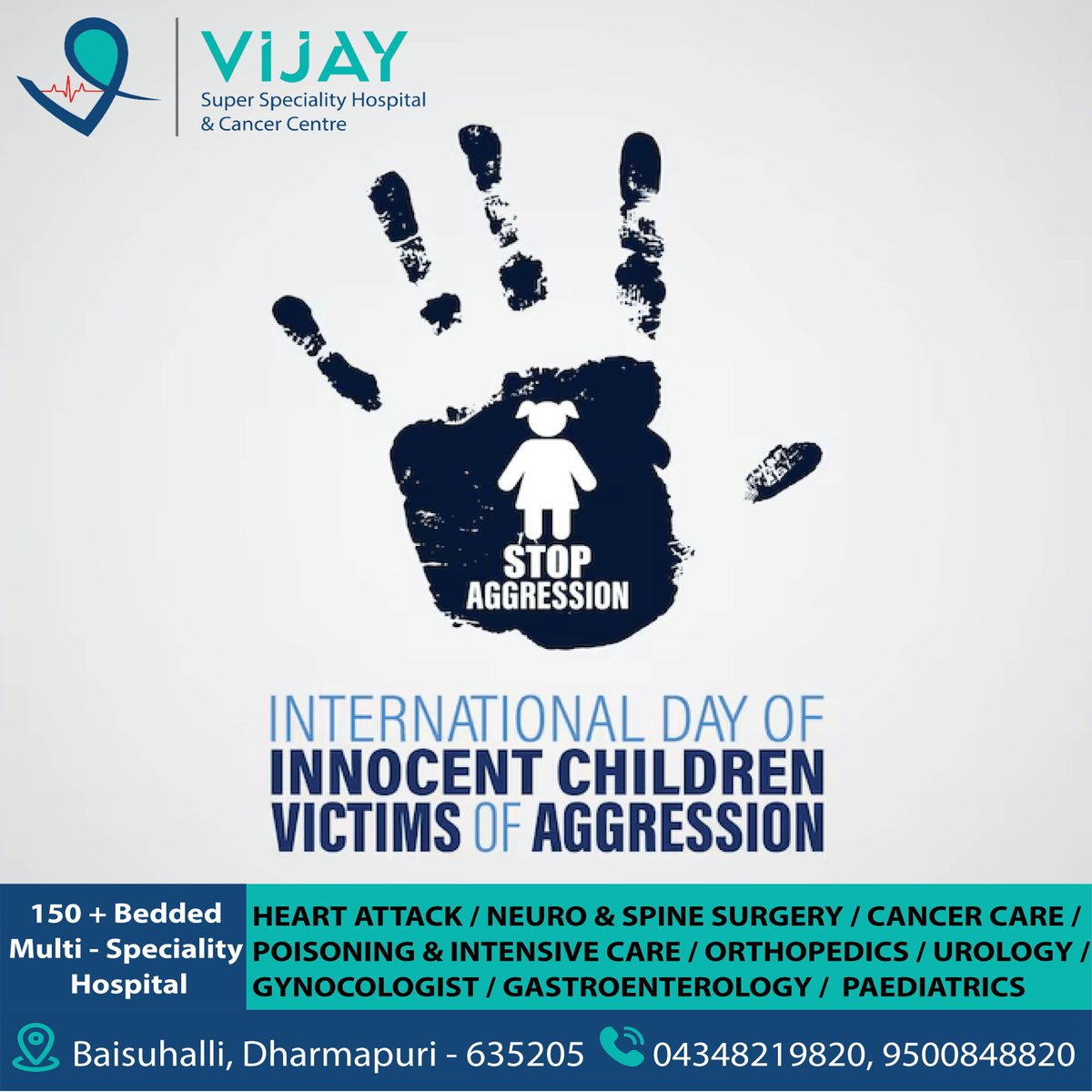 vsshcc's tweet photo. 🛑 Stop Aggression. Protect Childhood.

Today, on International Day of Innocent Children Victims of Aggression, we stand in solidarity with every child who has suffered from violence, conflict, and abuse.
Let us raise our voices to protect 
#StopAggression #ProtectChildren #Child https://t.co/oV80pYNRPU