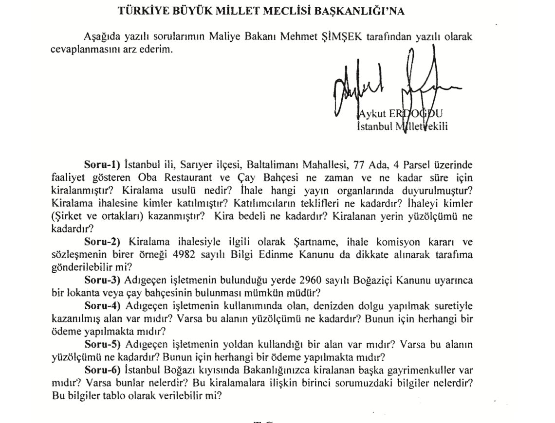 bahadir_ozgr's tweet photo. Aykut Erdoğdu ne yapmıştı?

Tutuklanan eski CHP Milletvekili Aykut Erdoğdu'ya suçlama 1.2 milyon $ rüşvet iddiası. Şu ana kadar sunulan tek delil de itirafçı Ertan Yıldız'ın "gördüm" dediği bir çanta.

Gazeteci olarak Erdoğdu'yu uzun zamandır takip ederim. Tanışırız da. Çünkü ilgilendiğim yolsuzluk, kara para, ihaleler vb. konusunda uzman ve bunları sürekli Meclis ve kamuoyu gündemine taşıdı.

Peki nelerdi bunlar?

Liste epey kabarık ama en bilinenleri hatırlatayım:

* Harriri ailesinin Türk Telekom vurgunu
* İstanbul Havalimanı garantileri ve kamu zararı
* 5'li çeteye verilen ihaleler
* Elektrik özelleslştirmesinde ve termik santral satışında yandaşlara yapılan kıyaklar
* Hızlı tren ihalelerindeki kamu zararı
* Binali Yıldırım'ın oğlunun gemileri
* Erdoğan ailesinin gemileri
* Savarona yatı skandalı
* Man Adası belgeleri...

Aşağıda da yıllar önce ilk kez Meclis'e taşıdığı, unutulmuş ama bugün artık 'normalleşmiş' bazı olaylara dair yazılı önergeleri bulunuyor. Arşivde daha onlarcası var. Bazılarını seçtim.

Halkbank-İran vakasını daha Zarrap skandalı patlamadan sormuştu mesela:
