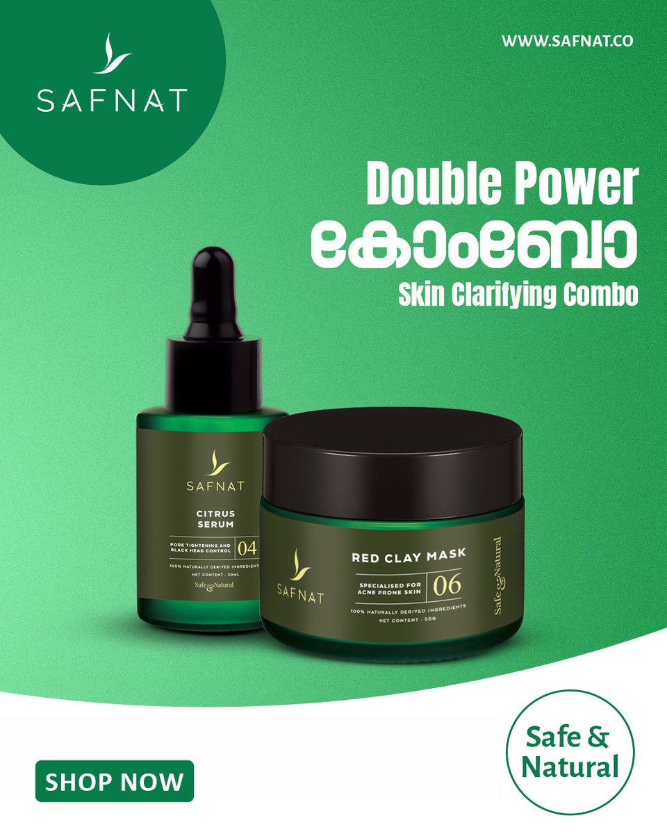 Safnat_co's tweet photo. This combo is your go-to solution for clearer, smoother, and healthier-looking skin – naturally Clean and Effective
.
.
.
.
#healthyskin #safnat #glowingskin #skincareroutine #beauty #skincaretips #skin #antiaging #skincareproducts #selfcare #naturalskincare #facial #acne https://t.co/eOb2mtJ6tO