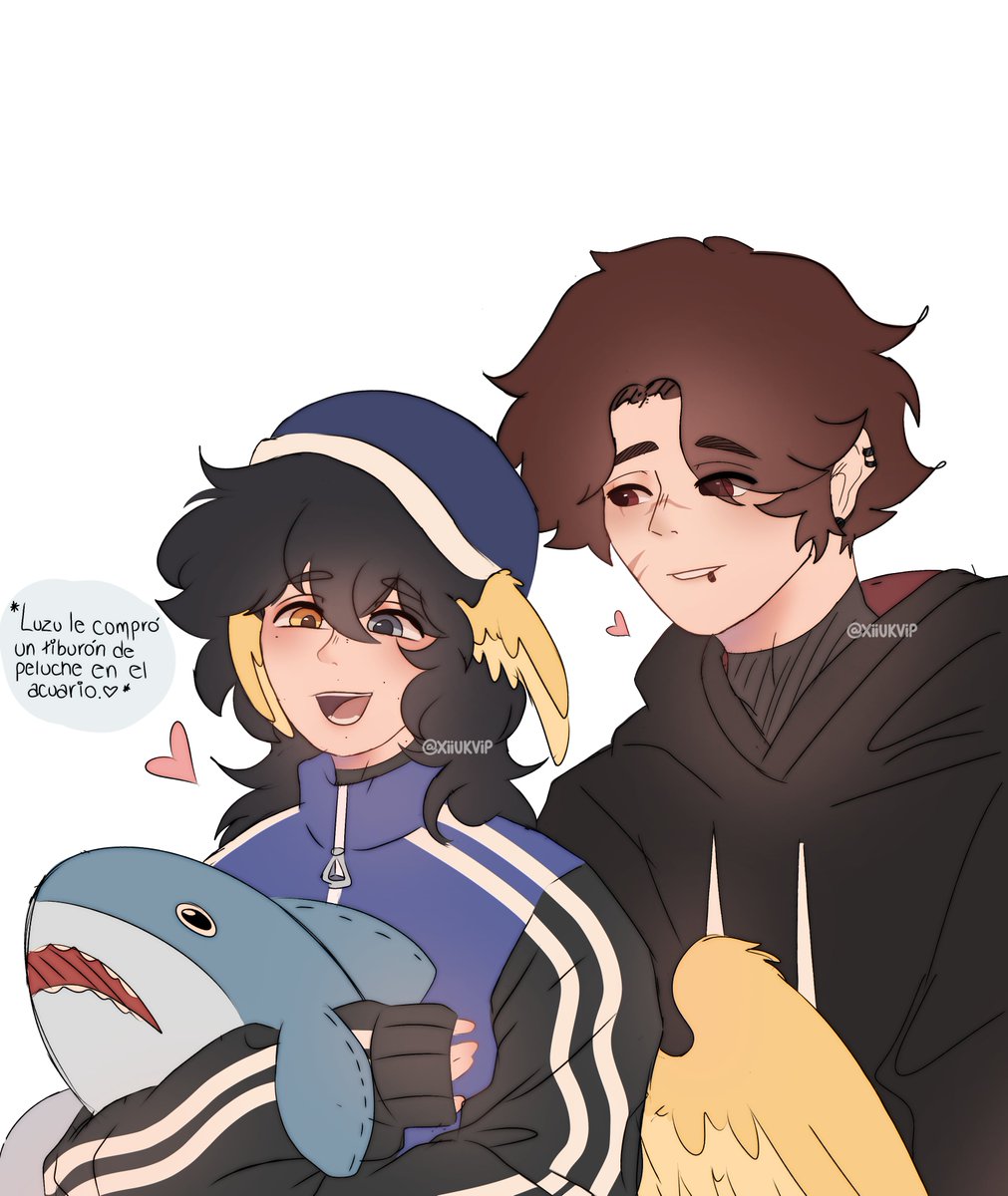 su noviecito lo llevó a una cita en el acuario y le compró un tiburoncito. 💕
.
.
#luckity #luckityfanart #xiiukvip