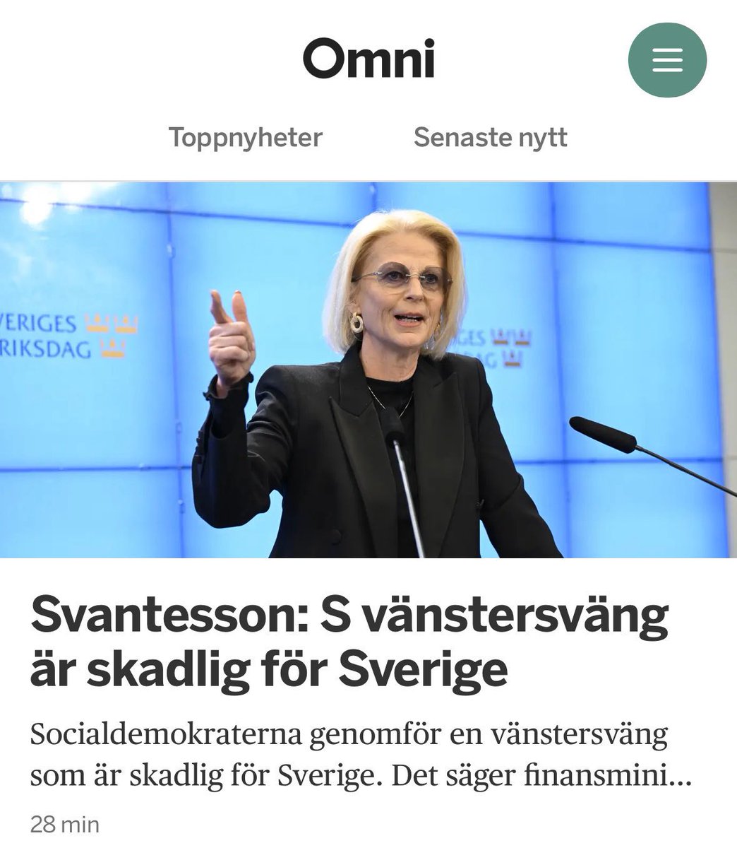 (S) är kränkta över att finansministern pratar om deras politik, men ännu mer kränkta över att hon har rätt.

Att möta låg tillväxt med kortare arbetstid, höjda skatter och ökade bidrag är inte bara ansvarslöst, det är sabotage mot Sveriges ekonomi.

Sverige behöver växla upp.