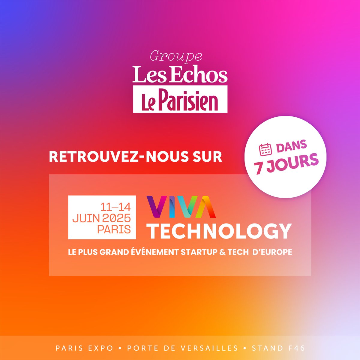 Les Echos-Le Parisien Communication (@echos_parisien) on Twitter photo ⌛️ #VivaTechnology2025 🚀
📆 J-7 avant que les <a href="/Echos_Parisien/">Les Echos-Le Parisien Communication</a> vous donne rendez-vous pour 4 jours de rencontres autour des transformations économiques, sociétales et technologiques !
🎯 On se retrouve sur le stand F46 à Porte de Versailles ! ⌛️ #VivaTechnology2025 🚀
📆 J-7 avant que les <a href="/Echos_Parisien/">Les Echos-Le Parisien Communication</a> vous donne rendez-vous pour 4 jours de rencontres autour des transformations économiques, sociétales et technologiques !
🎯 On se retrouve sur le stand F46 à Porte de Versailles !