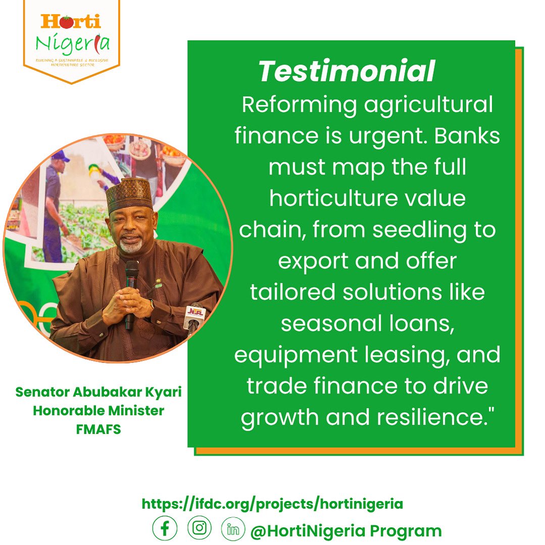 HortiNigeria Program (@hortinigeria) on Twitter photo “Horticulture is a high-impact, high-return subsector, key to food security & job creation.”
The Hon. Minister of Agriculture emphasized that collaboration with HortiNigeria and <a href="/nirsalconnect/">NIRSAL Plc</a> is vital to transforming Nigeria’s horticulture sector.
#GrowWithHorti #AgriFinance “Horticulture is a high-impact, high-return subsector, key to food security & job creation.”
The Hon. Minister of Agriculture emphasized that collaboration with HortiNigeria and <a href="/nirsalconnect/">NIRSAL Plc</a> is vital to transforming Nigeria’s horticulture sector.
#GrowWithHorti #AgriFinance