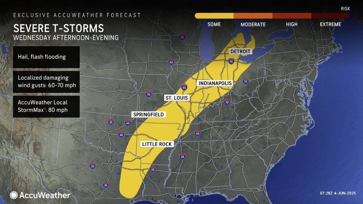 1043WOMC's tweet photo. Weather @accuweather ALERT!
STRONG TO SEVERE STORMS EXPECTED THIS AFTERNOON INTO PART OF THE EVENING. COULD BRING HAIL AND DAMAGING WINDS. HIGH 87. https://t.co/Qxh0LedOuM