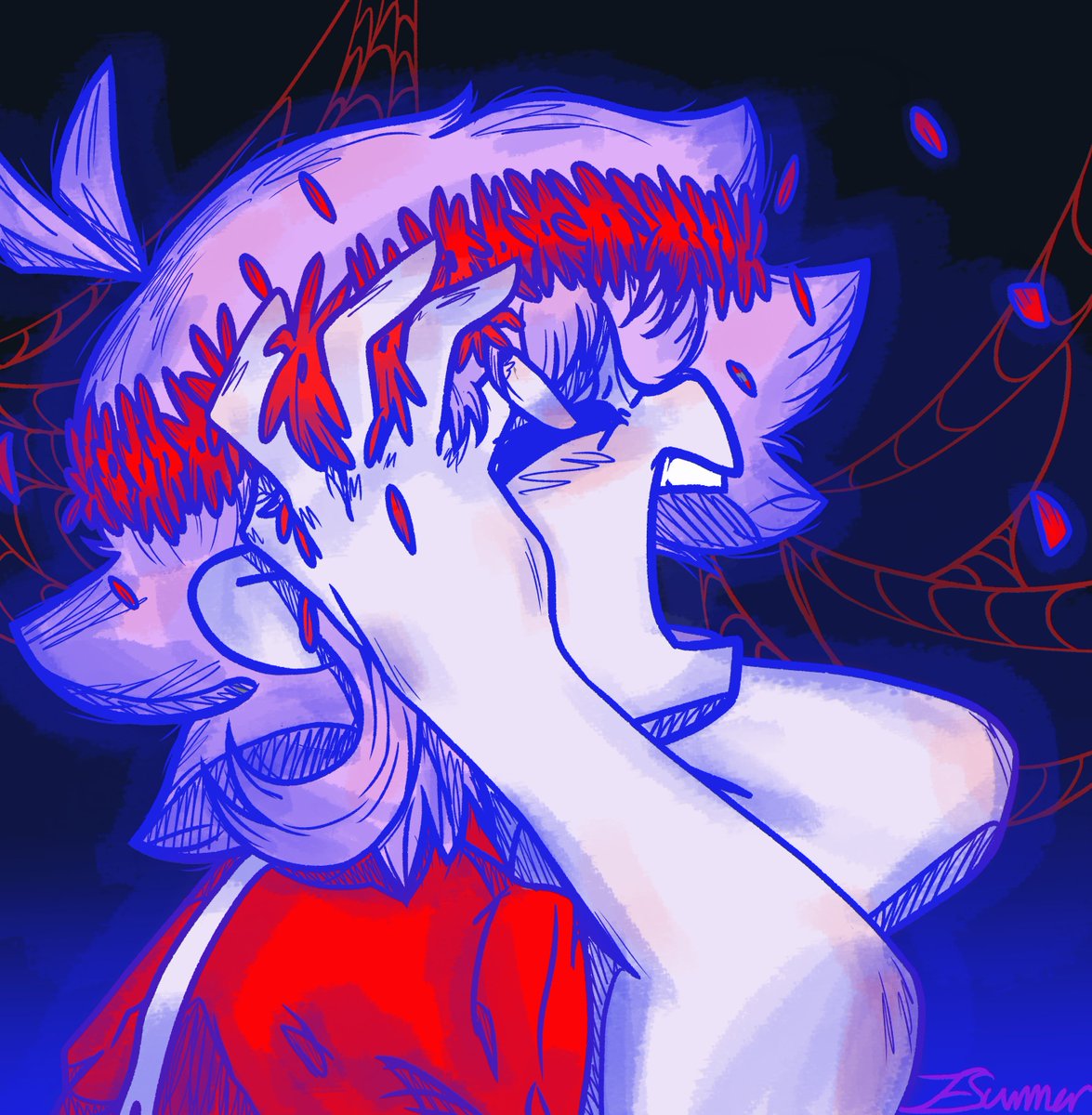 Do you see what you've done to me Sunny? My best friend.
I love Shopkeeper's design and this idea popped into my head one day so I had to draw it. (I know he'd probably be smiling, but oh well) This is from <a href="/otomerson/">oto</a>'s Dreamer mod Au. #OMORIFANART #omorimod