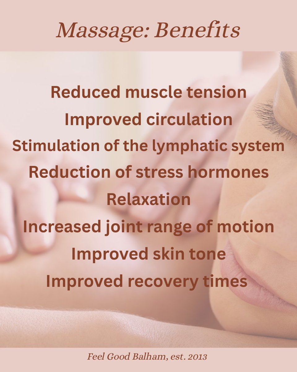 #Massage - in all its varieties - comes with a huge amount of physical and emotional benefits. Book one today and discover its many benefits for yourself.  #MassageisforEveryBody #massageismedicine #massageislife #stressreduction #anhourtomyself #begoodtoyourself #pamperyourself