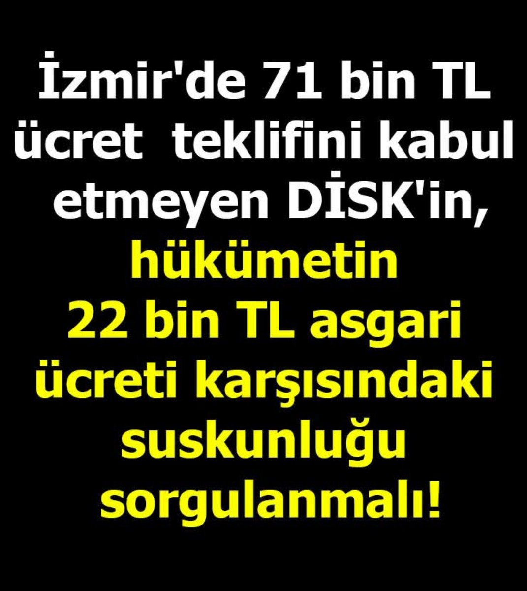 Mayıs ayı açıklanan 

Açlık sınırı 25.092 TL 

Yoksulluk sınırı  81.734 TL 

Asgarî ücret 22.104 lira 

En düşük emekli maaşı 14.469 lira 

Ortalama emekli maaşı 17.000 lira 

GEÇİNEMİYORUZ 

Eyy <a href="/diskinsesi/">DİSK</a>
<a href="/tued_1970/">TÜED - Türkiye Emekliler Derneği</a> <a href="/kadrosuz123/">Taşeron işçi</a>
Asgari ücretli emekli 

#HalkİstifaRteDiyor