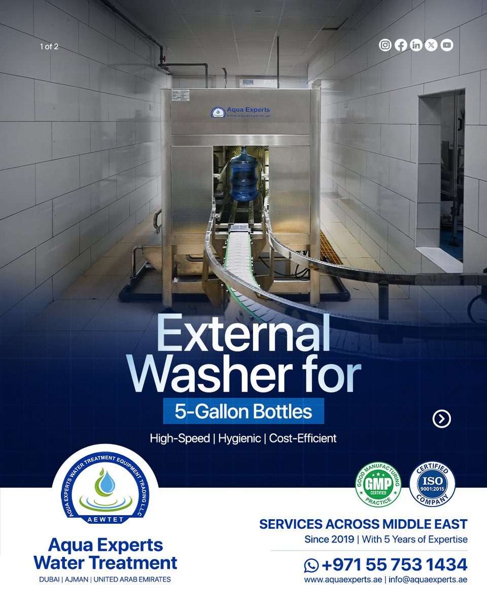 aquaexpertsuae's tweet image. From External Precision to Scalable Automation – Aqua Experts UAE Powers the Future of 5-Gallon Bottle Washing.

📍 Aqua Experts – Innovation in Every Drop.
Visit us: aquaexperts.ae
📞 +971 55 753 1434
✉️ info@aquaexperts.ae

#AquaExpertsUAE #5GallonWasher #SmartWashing