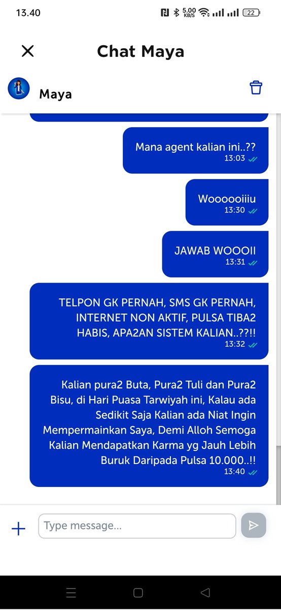 F4UW4Z's tweet photo. @myXL 
Bagaimana ini Tanggapan kalian, di telpon ke 817 gk diangkat, chat Maya jawaban nya gak berguna, agent CS sok sibuk sampai berjam2 gak dibalas dan Pulsa terus terpotong utk Internet yg tidak saya pakai, dikit tapi kalau menerus jadi RISIH..!! https://t.co/hyruL4Jxm6