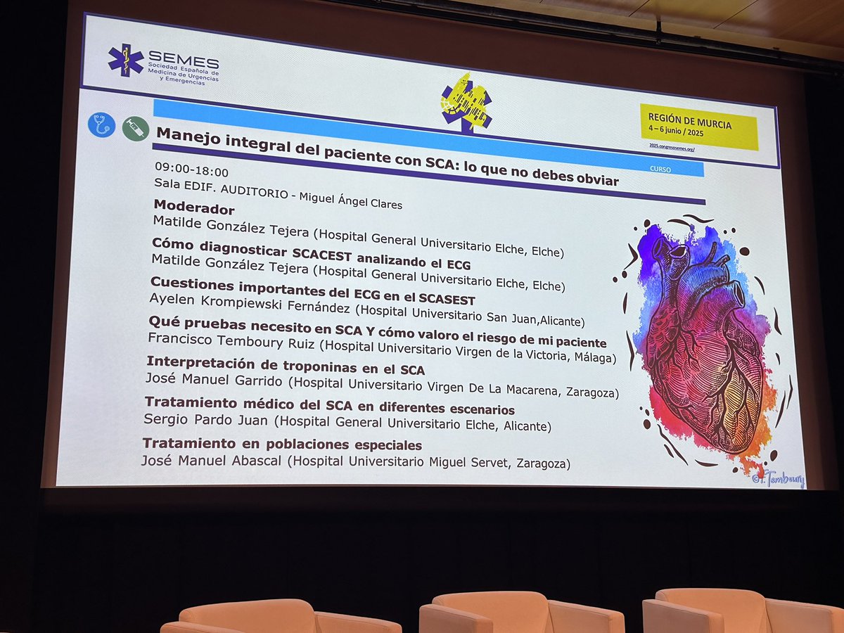 🚨 ¡Arranca el taller de Cardiopatía Isquémica!
📍 Estamos en la sala Miguel Ángel Clares
💥 Formación práctica, casos reales y claves para no fallar ante un SCA

¡Nos vemos dentro! 💙
#SEMES2025 #Urgencias #SCA #CardiopatíaIsquémica