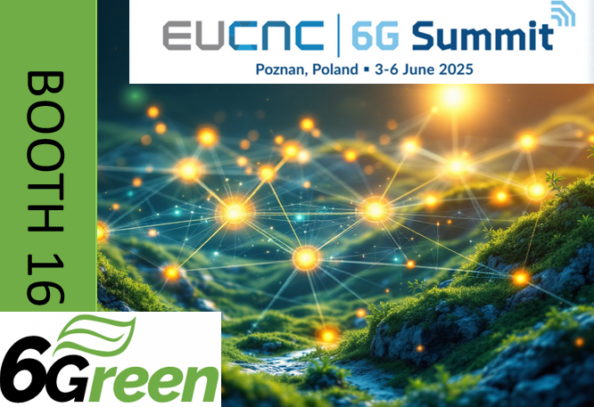 6GreenProject's tweet photo. 📢 #6Green is exhibiting at #EuCNC2025 &amp; #6GSummit in #Poznań!

📍 Booth #16 | 📅 June 3–6

🚀 Join us for a live demo of the #Observability 
Framework developed by project partners.

🔍 Discover the future of #6G &amp; #sustainable networks!

#eucnc #6GInnovation #SustainableTech https://t.co/uNqu6FMlQc