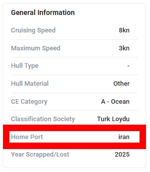🔴 .@rimahas : ▶️ savez-vous pourquoi le yacht sur lequel vous naviguez est référencé avec l'IRAN comme port d'attache ?! 
▶️ Qui a financé l'achat de ce navire mis en vente à 180.000€ l'an dernier ? 
▶️ Qui finance le voyage ?

(NB: questions non-rhétoriques)

Mini-🧵 
1/3⬇️