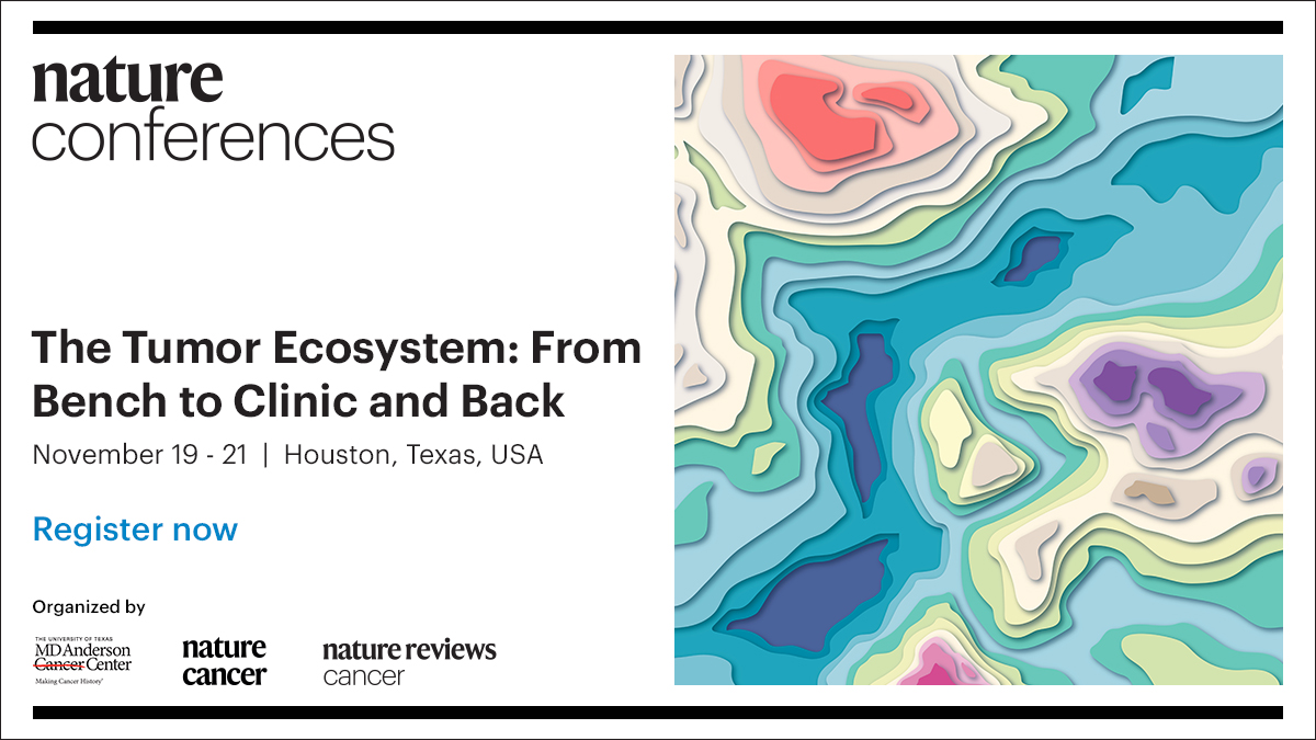 🔔We’ve partnered with MD Anderson to explore recent breakthroughs in understanding the tumor ecosystem and how its various components influence cancer development, progression, diagnosis, and treatment. Learn more and save your seat:
go.nature.com/44cJT9Z